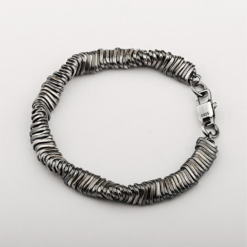 Buddha Stones 925 Sterling Silver Vintage Twisted Design Wealth Healing Chain Bracelet - image 5