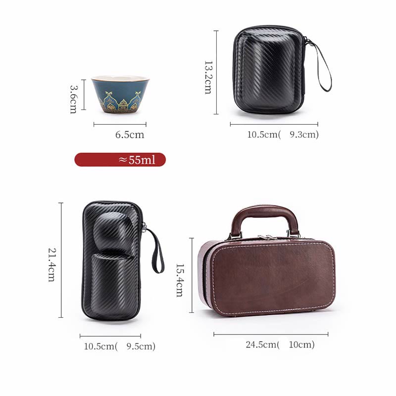 Buddha Stones Flower Chinese Gongfu Ceramic Teapot Portable Outdoor Travel Tea Set Bag