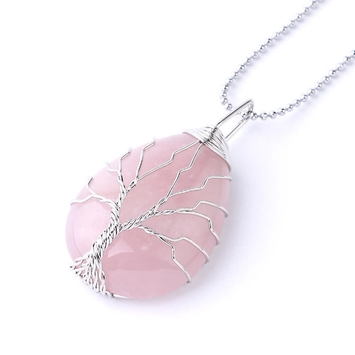 Buddha Stones Natural Quartz Crystal Tree Of Life Healing Energy Necklace Pendant - image 38