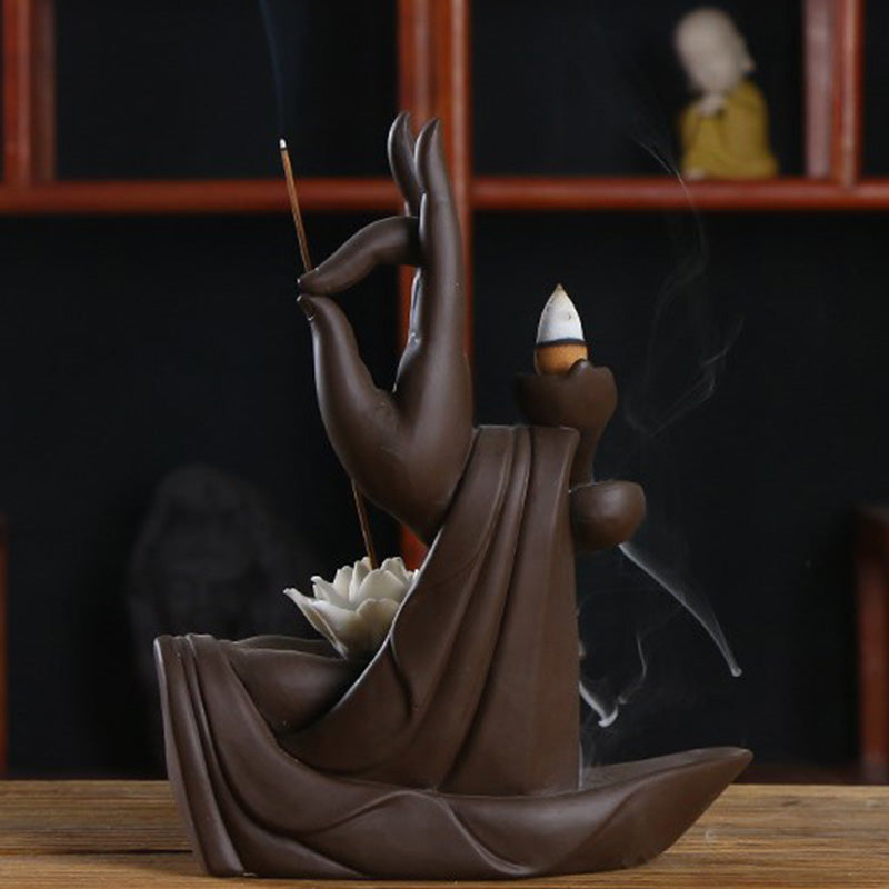 Buddha Stones Tibetan Lotus Blessing Incense Burner Decoration - image 6