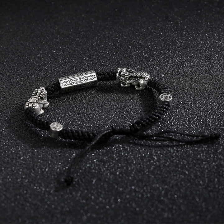 Buddha Stones Double PiXiu Feng Shui Copper Coin Om Mani Padme Hum String Bracelet - image 6