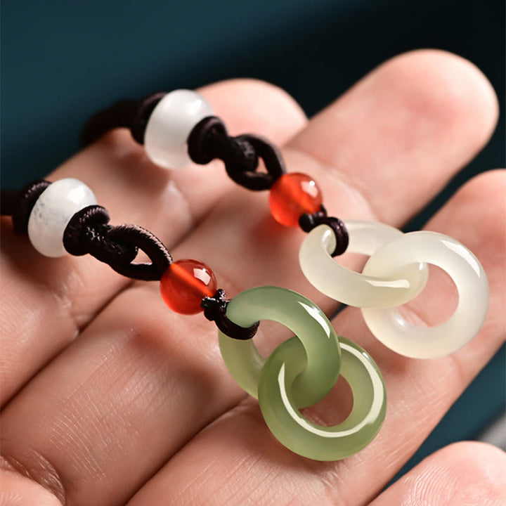 Buddha Stones Natural Hetian Cyan Jade White Jade Double Peace Buckle Success Necklace Pendant - image 9