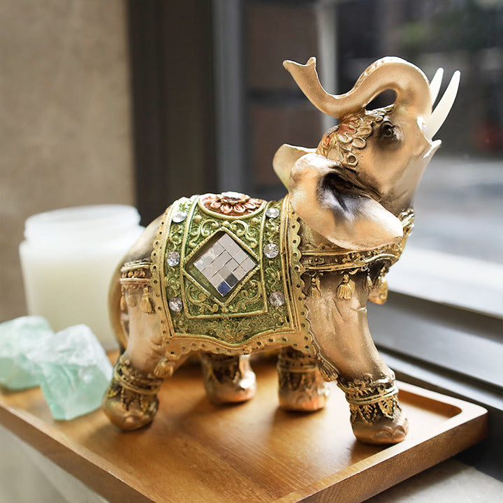 Buddha Stones Lucky Feng Shui Green Elephant Statue Sculpture Wealth Figurine Gift Home Decoration - Large - image 8