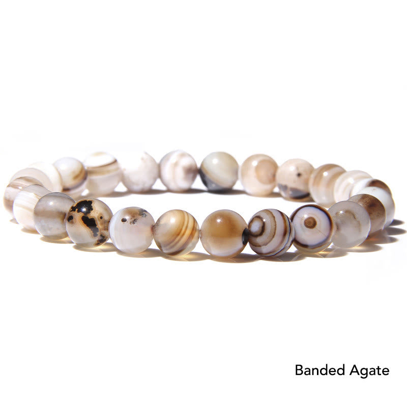 Natural Agate Stone Crystal Balance Beaded Bracelet