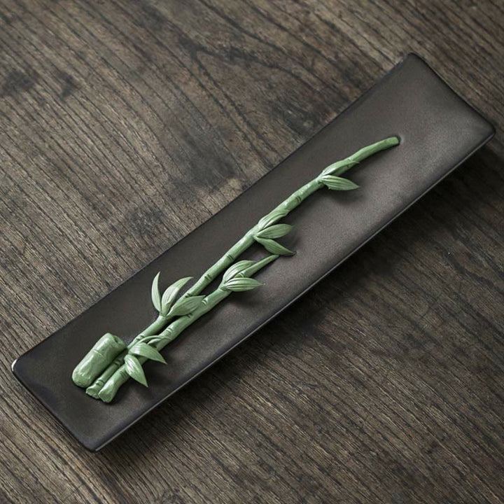 Lotus Peony Rose Flower Ceramic Spiritual Incense Burner - Green Bamboo - image 17