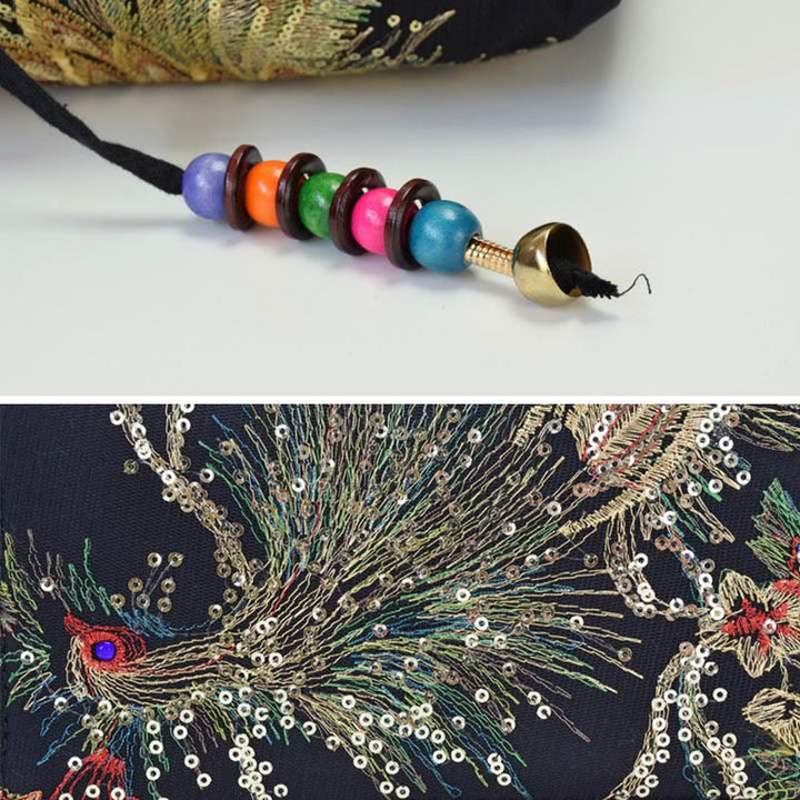 Buddha Stones Peacock Double-sided Embroidery Tote Bag Shoulder Bag Crossbody Bag - image 10