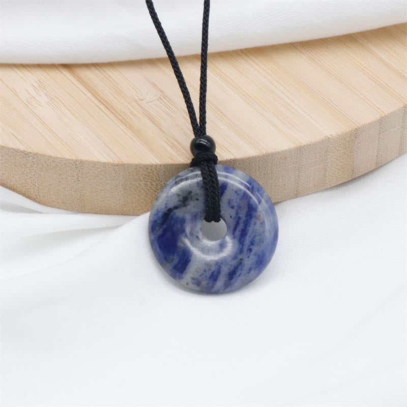 Buddha Stones Natural Lucky Coin Peace Buckle Pendant Healing Crystal Gemstone Necklace