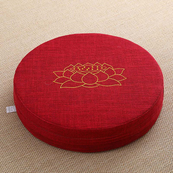 Buddha Stones Lotus Embroidery Cotton Linen Meditation Seat Cushion - Soft - 40cm*10cm - FireBrick - image 22