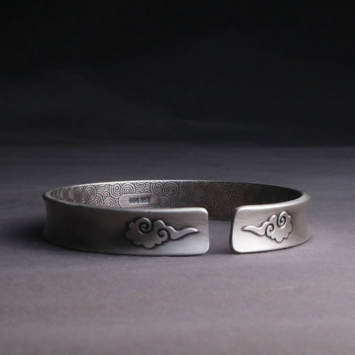 Buddha Stones 999 Sterling Silver Yin Yang Auspicious Clouds Balance Harmony Bracelet - image 5