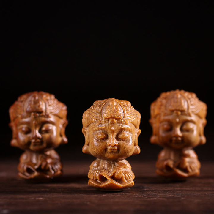 Chinese Zodiac Natal Buddha Green Sandalwood Lotus Engraved Positive Home Decoration - image 0