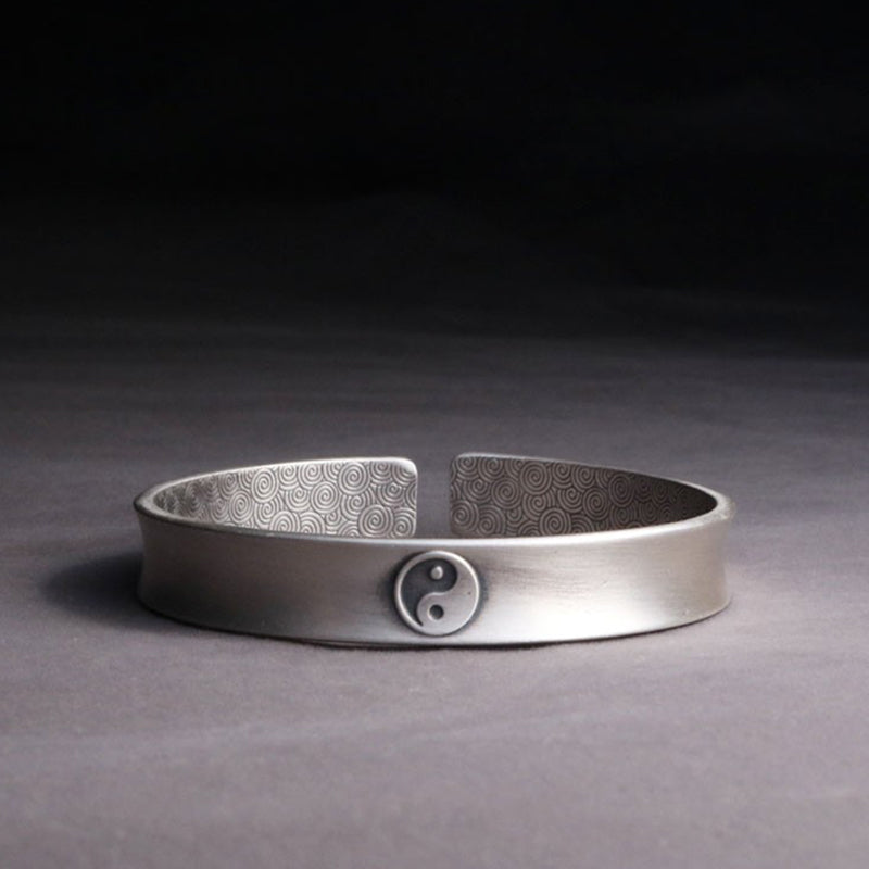 Buddha Stones 999 Sterling Silver Yin Yang Auspicious Clouds Balance Harmony Bracelet - image 8