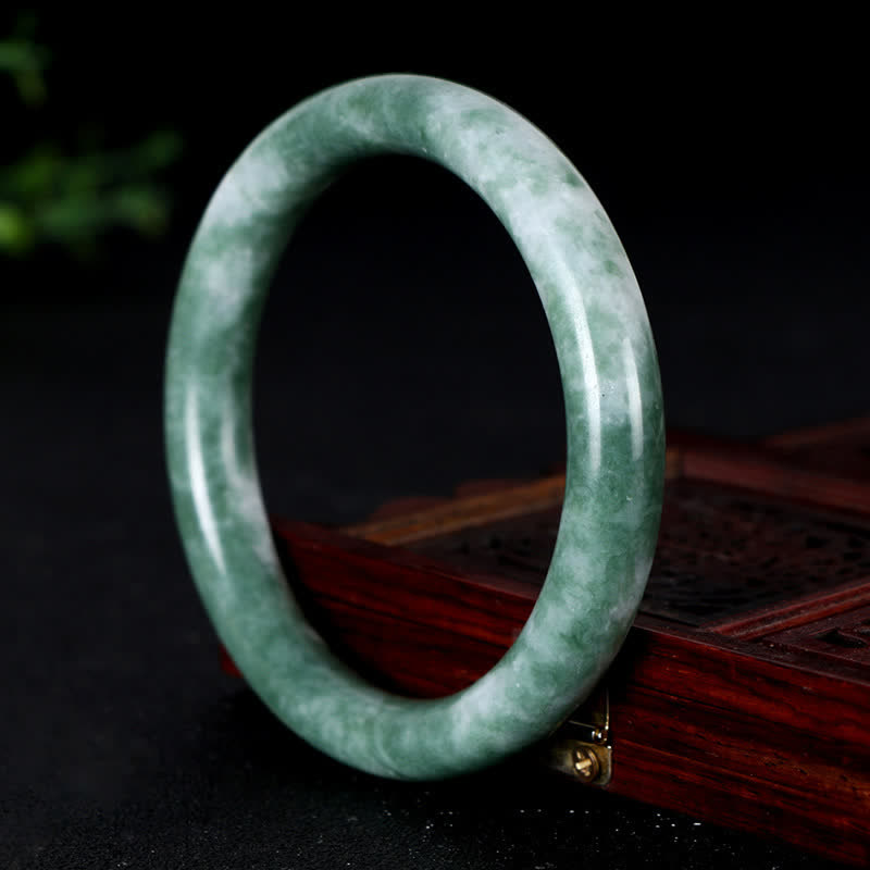 Buddha Stones Natural Jade Luck Abundance Bangle Bracelet - 60-62mm - image 1