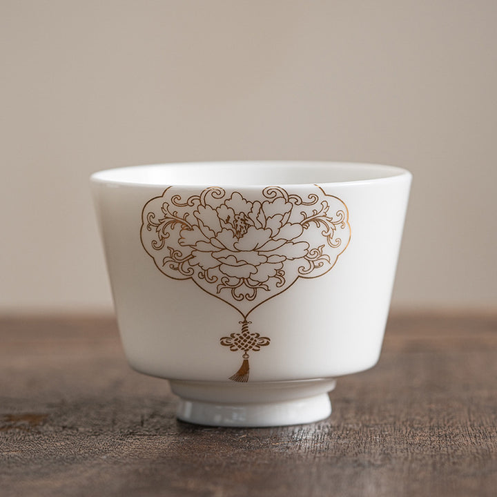 Buddha Stones Lotus Flower Leaf Mountain Pavilion Elk Peony Ceramic Teacup Kung Fu Tea Cup