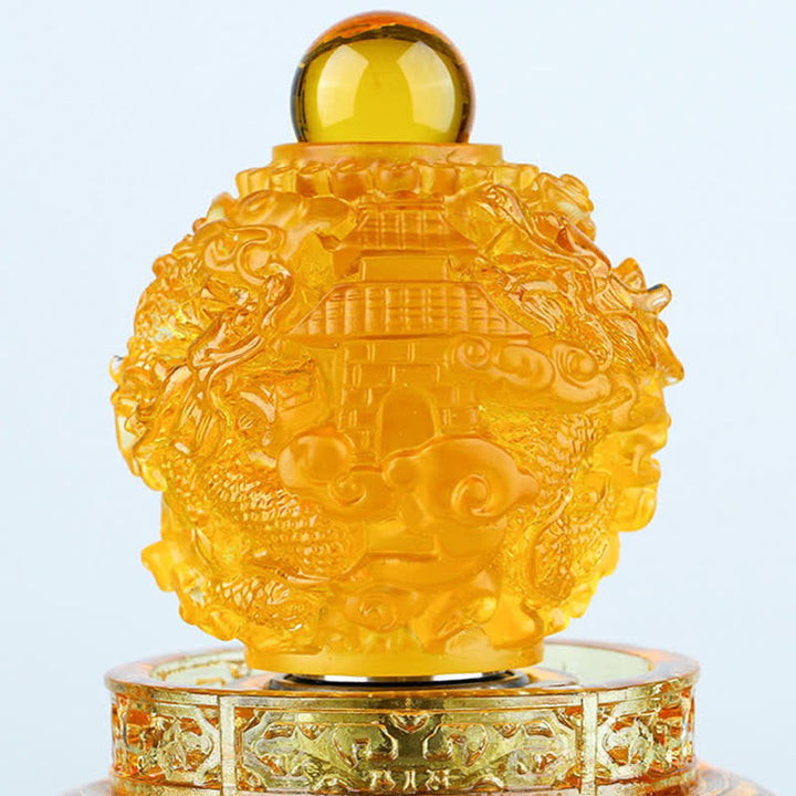 Buddha Stones Feng Shui Auspicious Dragon Handmade Liuli Crystal Rotatable Art Piece Luck Home Office Decoration - image 8
