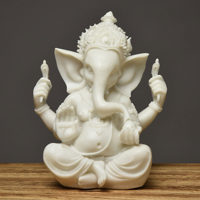 Ganesh Ganpati Elephant Statue Wealth Blessing Home Decoration - White - image 8