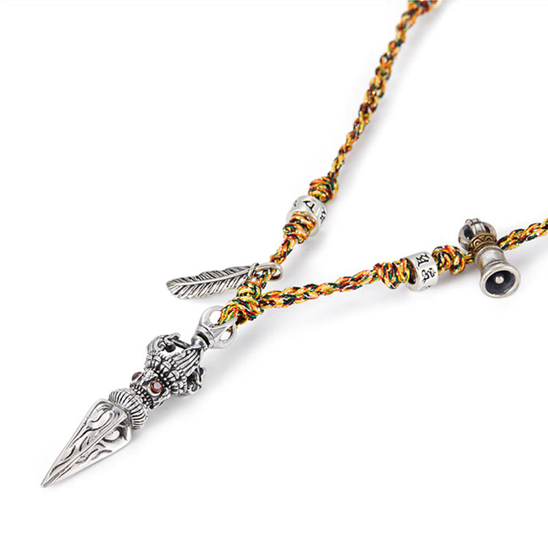 Tibetan Handmade 925 Sterling Silver Dorje Vajra Om Mani Padme Hum Feather Strength Necklace Pendant - image 7