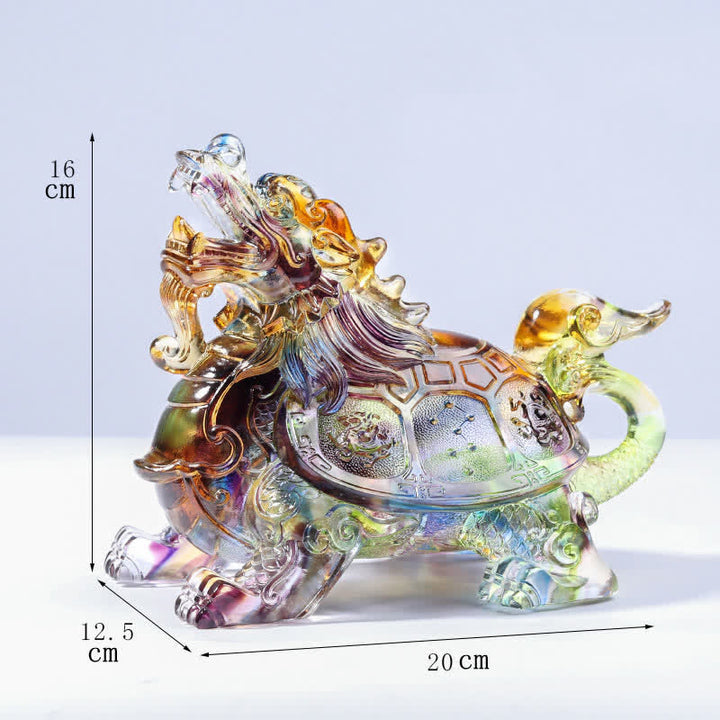 Feng Shui Dragon Turtle Handmade Liuli Crystal Art Piece Home Office Decoration - Colorful - Medium - image 6