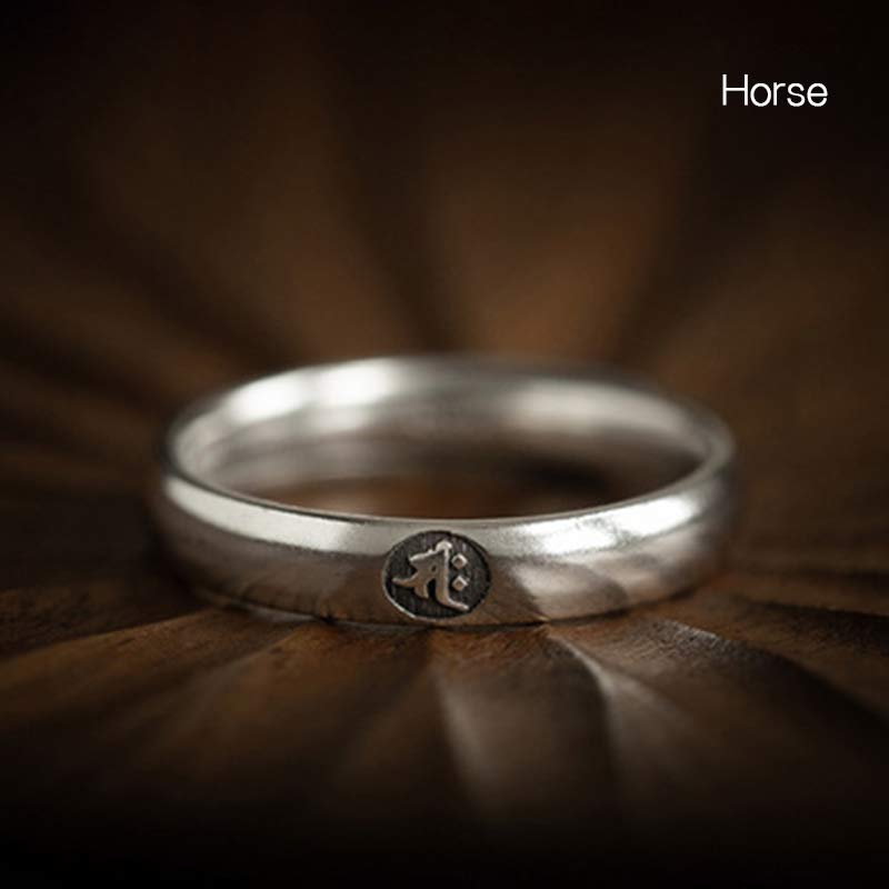Buddha Stones 925 Sterling Silver Chinese Zodiac Natal Buddha Blessing Couple Ring - Horse - Women - image 18