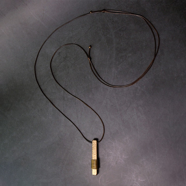 Buddha Stones Vintage Textured Design Brass Copper Wealth Necklace Pendant - image 9