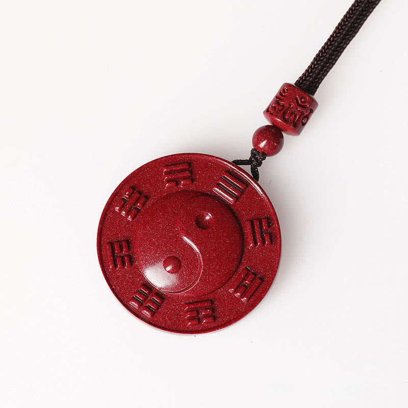 Buddha Stones Cinnabar Yin Yang Bagua Blessing Necklace Pendant - image 6