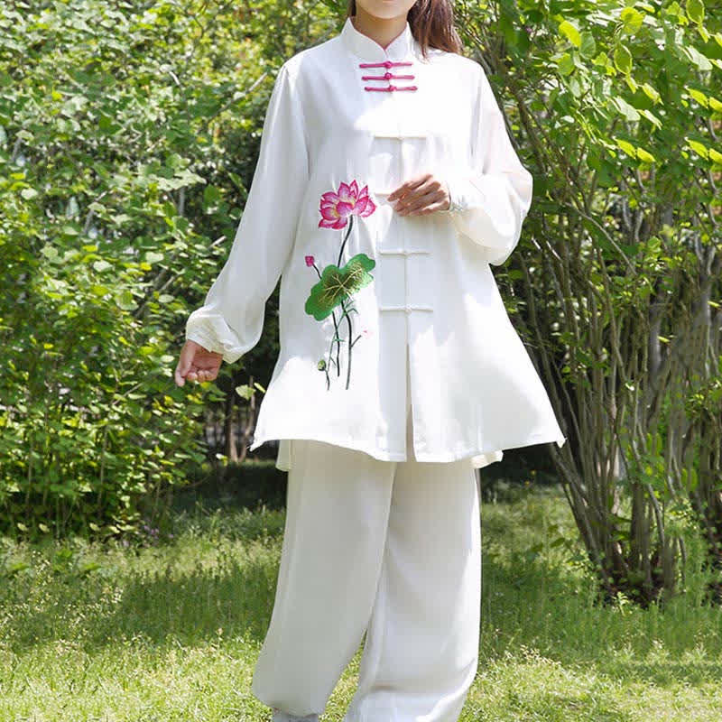 Lotus Flower Leaf Pattern Tai Chi Meditation Prayer Spiritual Zen Practice Clothing Women's Set - image 8