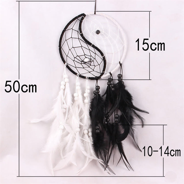 Yin Yang  Dream Catcher Circular Net with Feathers Balance Decoration - image 13