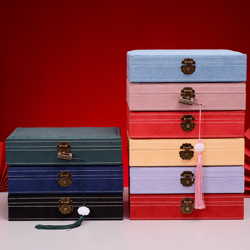 Buddha Stones Simple Design Jewelry Box Organizer Single Layer Flannel Jewelry Storage Box With Lock - image 1