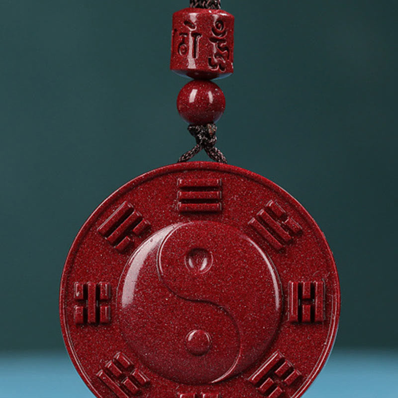 Buddha Stones Cinnabar Yin Yang Bagua Blessing Necklace Pendant - image 4