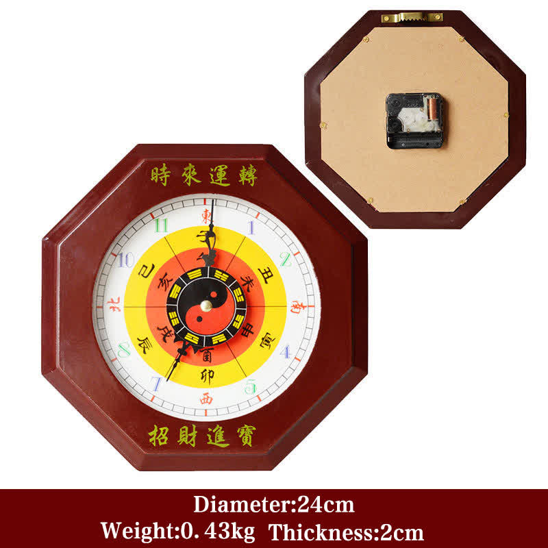 Feng Shui Bagua Map Balance Energy Map Wall Clock - Red Bagua Map&Wall Clock 24cm - image 3