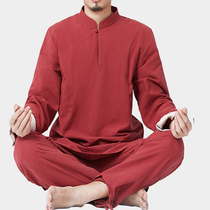 Spiritual Zen Meditation Yoga Prayer Practice Cotton Linen Clothing Men's Set - image 11