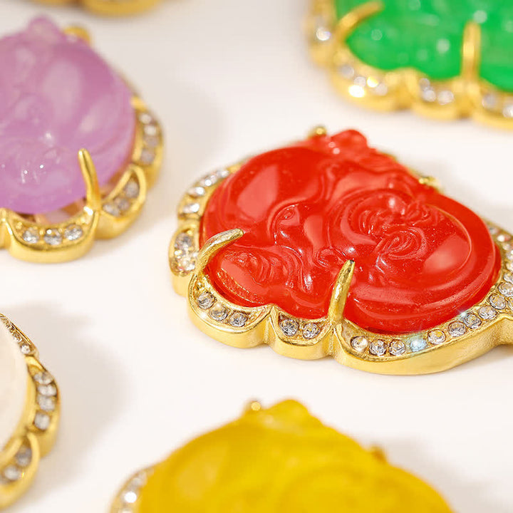 Buddha Stones 18K Gold Filled Laughing Buddha Jade Luck Necklace Chain Pendant - image 13