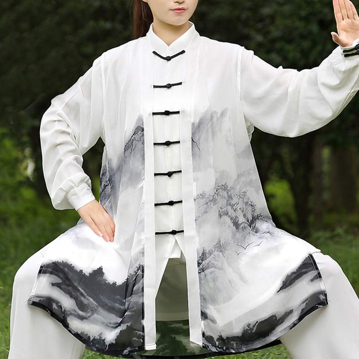 3Pcs Ink Painting Meditation Prayer Spiritual Zen Tai Chi Qigong Practice Unisex Clothing Set