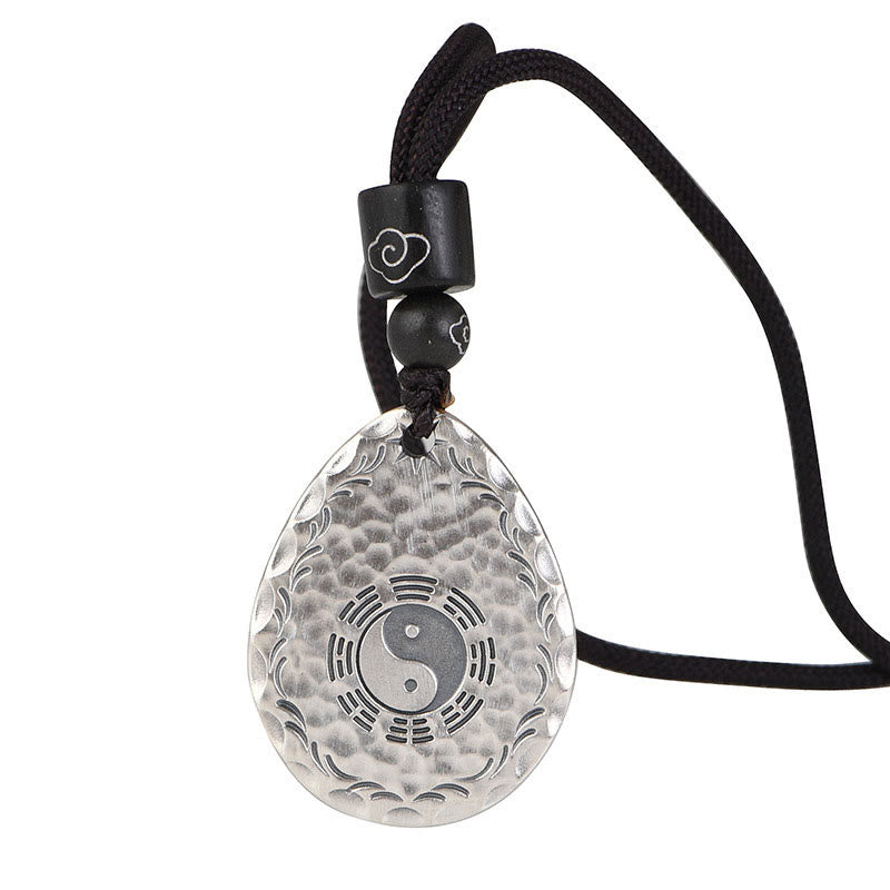 Buddha Stones Vintage 999 Sterling Silver Yin Yang Bagua Water Drop Design Balance Harmony Necklace Pendant - image 14