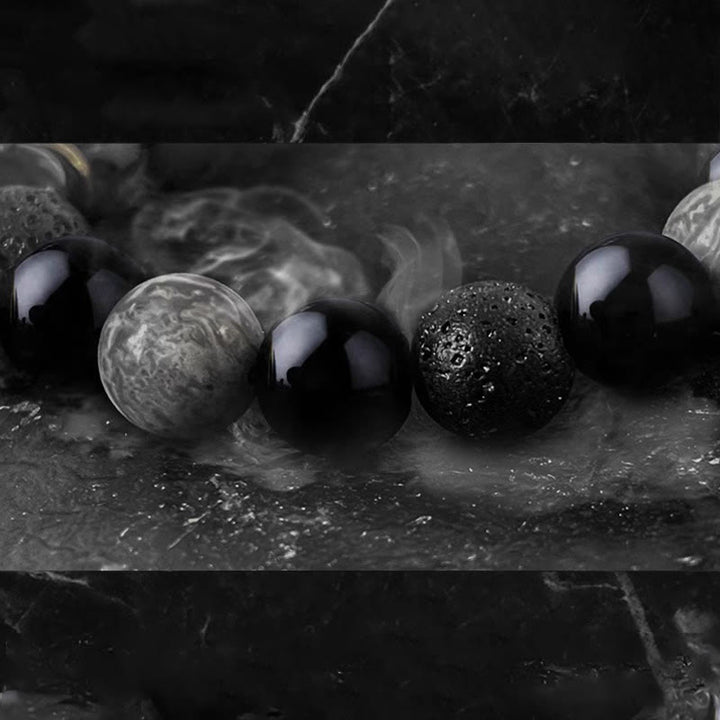 Buddha Stones "All the Best for Strength and Grounding" Obsidian Bracelet Includes Gift Message Card - image 13