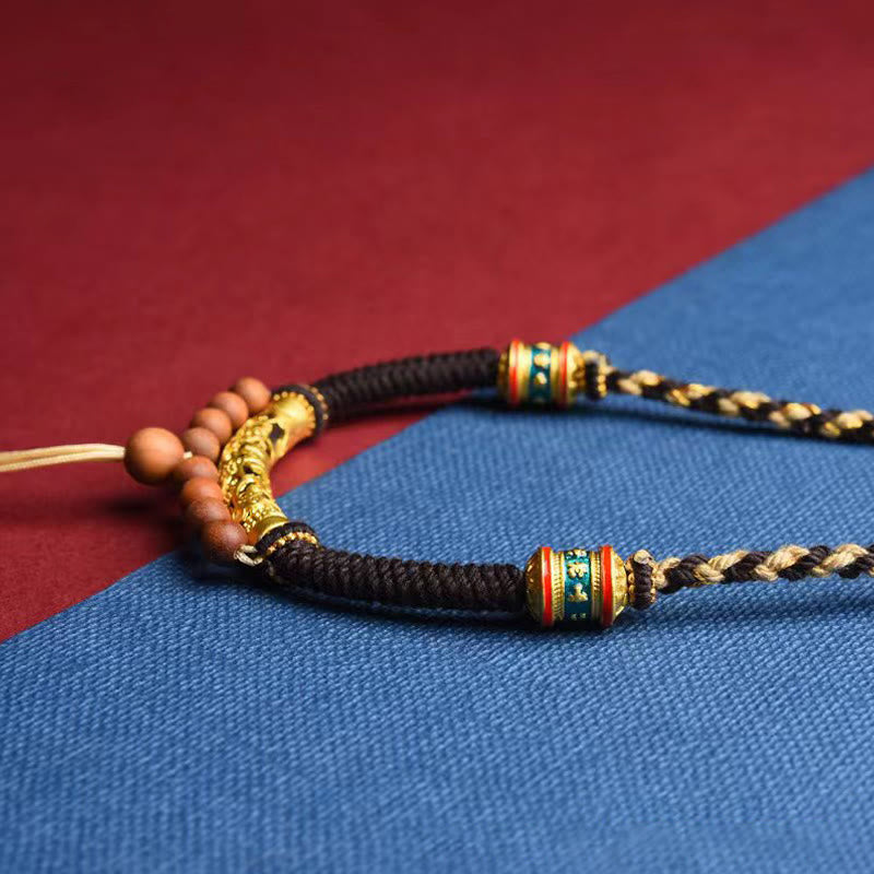 Buddha Stones Tibetan Handmade King Kong Knot Om Mani Padme Hum Prayer Wheel String Necklace Pendant - image 5