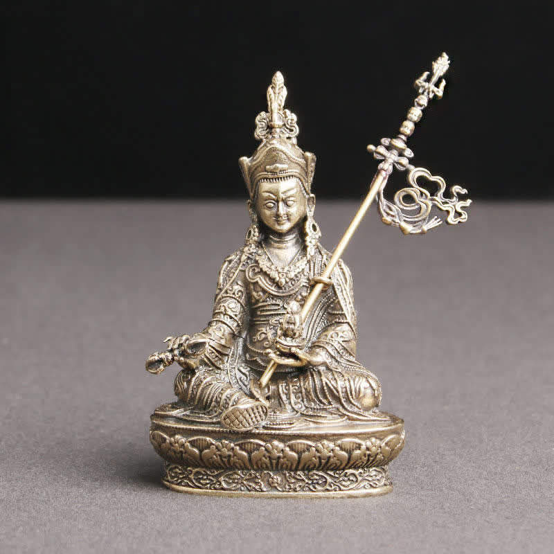 Padmasambhava Buddha Figure Serenity Copper Statue Decoration Temple Ornament - 41*66mm - image 0