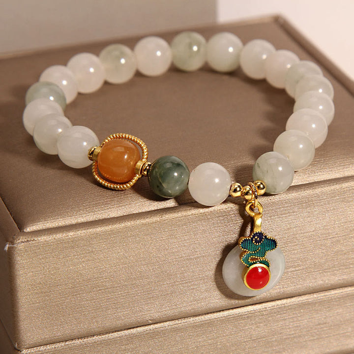 Buddha Stones Jade Auspicious Clouds Red Agate Citrine Prosperity Bracelet