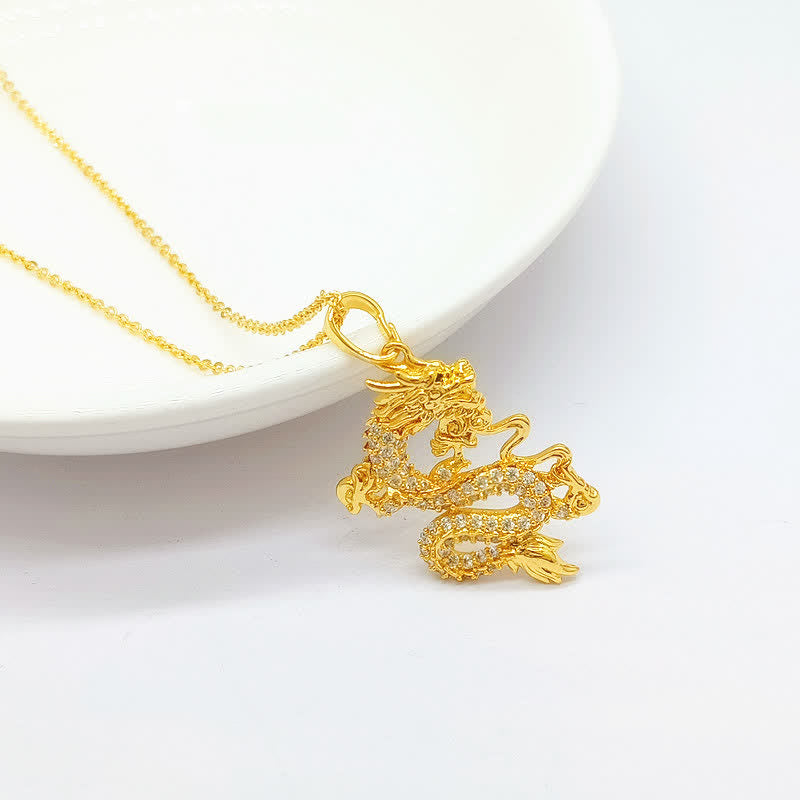Buddha Stones Gold Dragon Protection Necklace Pendant - image 2