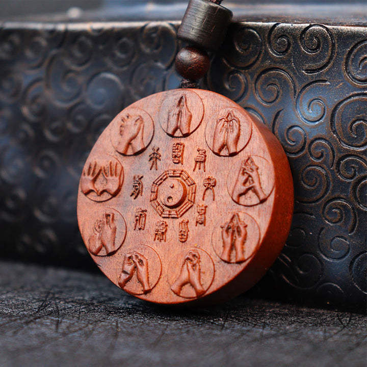 Buddha Stones Lightning Struck Jujube Wood Yin Yang Bagua Mountain Ghosts Spend Money Protection Necklace Pendant