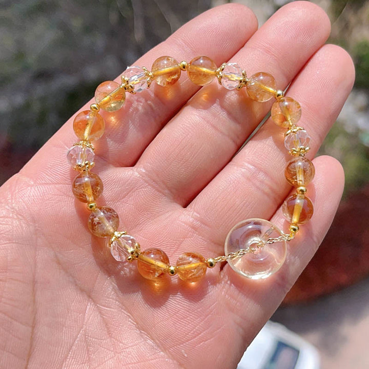 Buddha Stones Peace Buckle Citrine Crystal Prosperity Bracelet