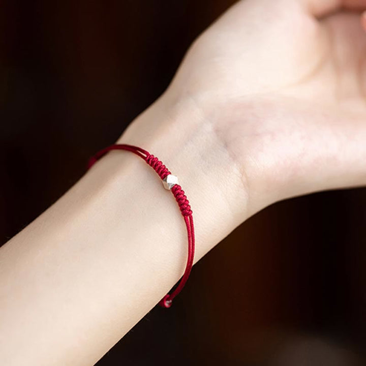 Buddha Stones 925 Sterling Silver Luck Bead Protection Red String Thin Cord Braided Bracelet - image 9