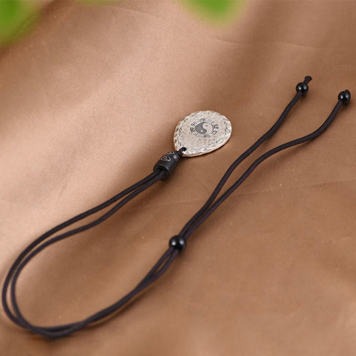 Buddha Stones Vintage 999 Sterling Silver Yin Yang Bagua Water Drop Design Balance Harmony Necklace Pendant - image 6