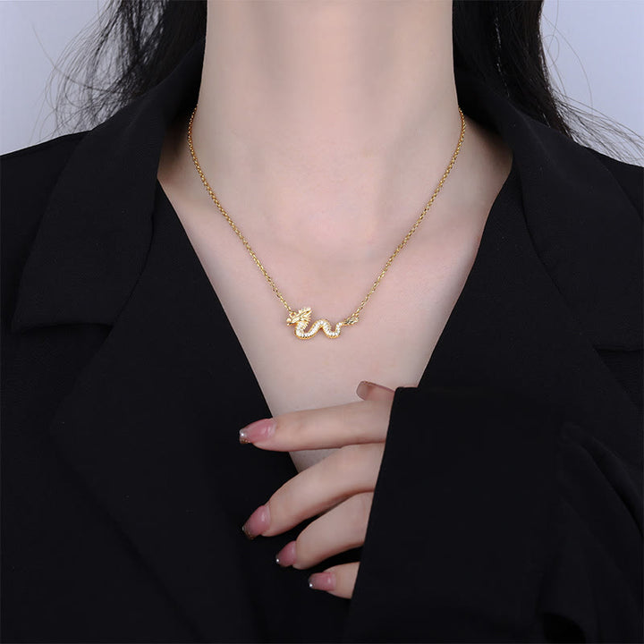 Buddha Stones 925 Sterling Silver Year Of The Dragon Auspicious Golden Dragon Luck Chain Necklace Pendant - image 3