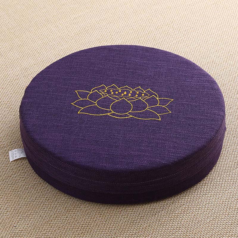 Buddha Stones Lotus Embroidery Cotton Linen Meditation Seat Cushion - Soft - 40cm*10cm - Indigo - image 13