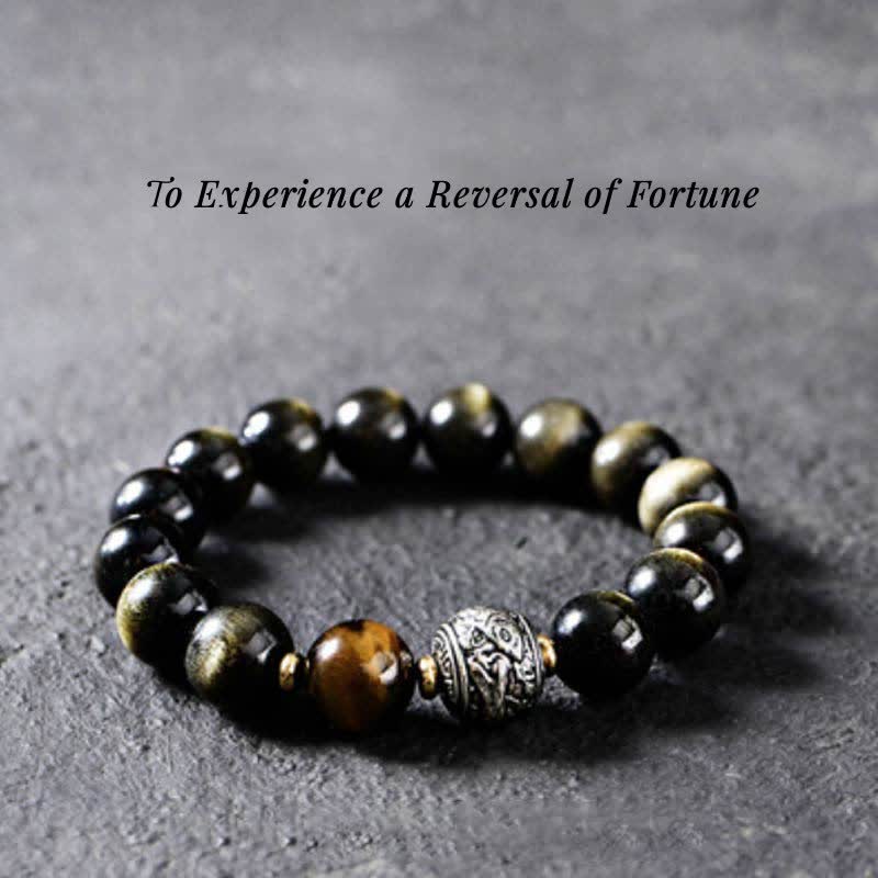 To Experience a Reversal of Fortune Rainbow Obsidian Gold Sheen Obsidian Protection Bracelet