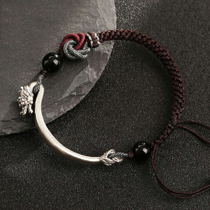 Buddha Stones 925 Sterling Silver Auspicious Dragon Success Handcrafted Braided Bracelet - image 3