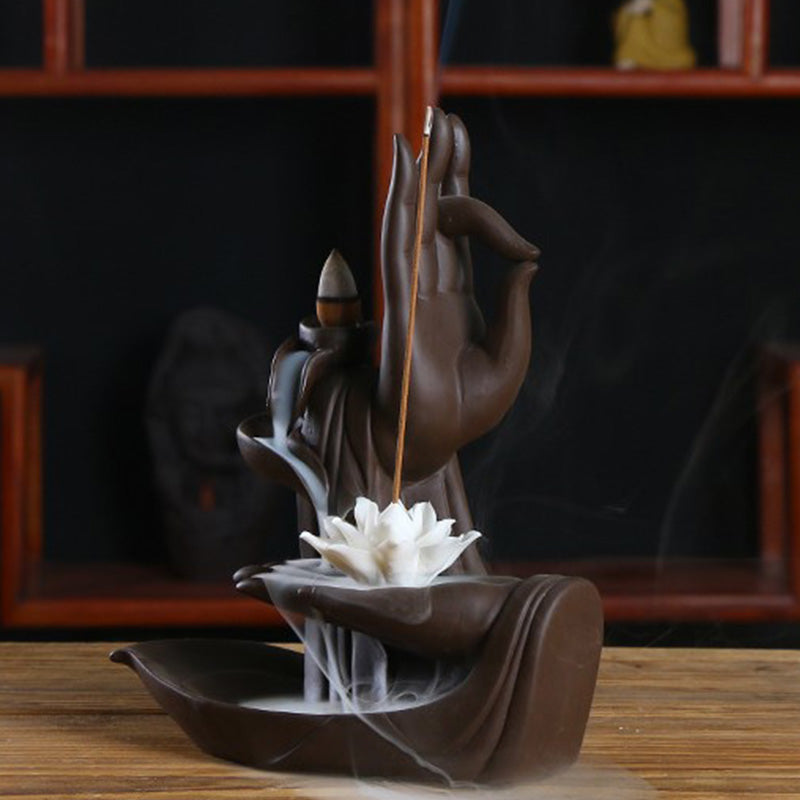 Buddha Stones Tibetan Lotus Blessing Incense Burner Decoration