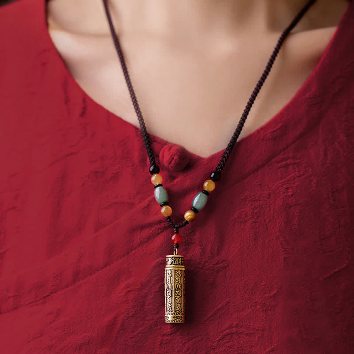 Buddhastoneshop Tibet Om Mani Padme Hum Agate Shurangama Sutra Protection Necklace Pendant - image 6