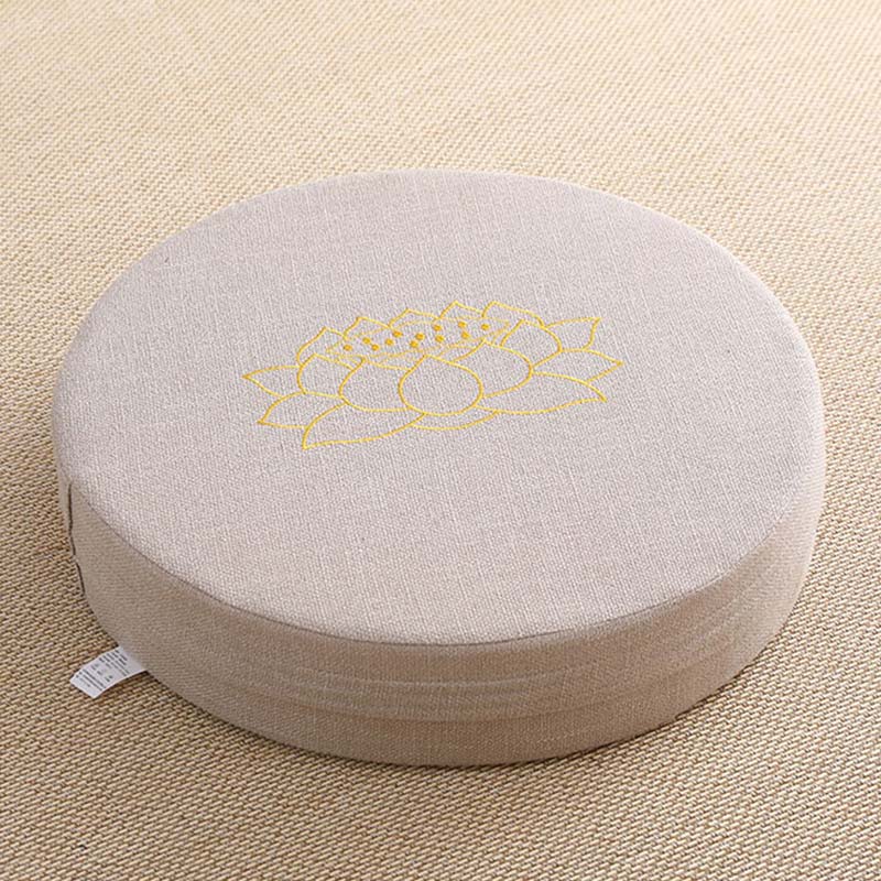 Buddha Stones Lotus Embroidery Cotton Linen Meditation Seat Cushion - Soft - 40cm*10cm - Seashell - image 8