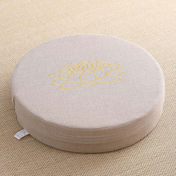 Buddha Stones Lotus Embroidery Cotton Linen Meditation Seat Cushion - Soft - 40cm*10cm - Seashell - image 8
